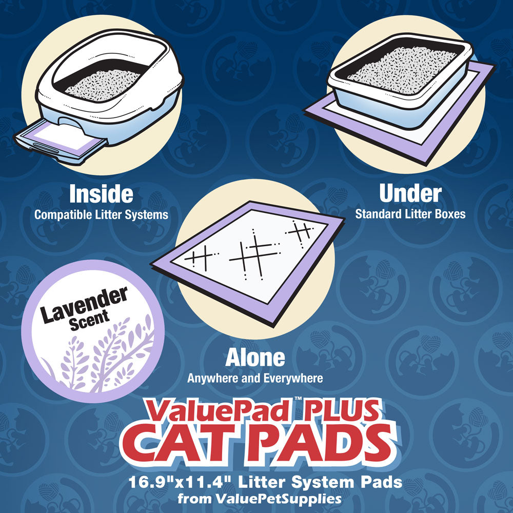 ValuePad Plus Cat Litter Pads, 16.9x11.4 Inch, Lavender Scent, 100 Count - Breeze Compatible Refills - Refill for Tidy Cat Breeze Litter System, Quick-Dry, Super Absorbent Gel Cat Pads 